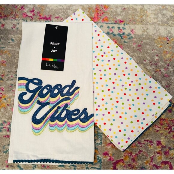 Pride + Joy Good Vibes Kitchen Towels - Set of 2 - Picture 1 of 4